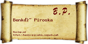 Benkő Piroska névjegykártya