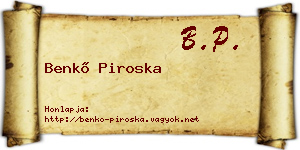Benkő Piroska névjegykártya
